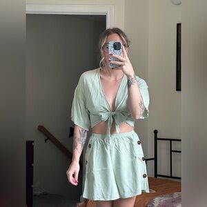 Toluca Coverup Set - Maria Tie-Top and Victoria Skirt Eucalyptus